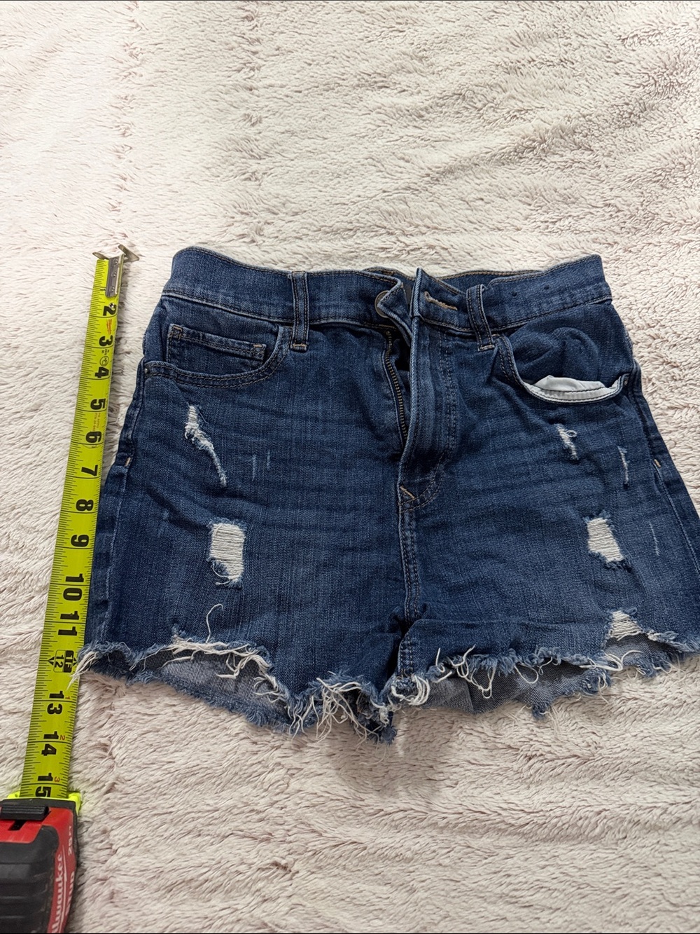 Express Dark Indigo Distressed Jean Shorts
